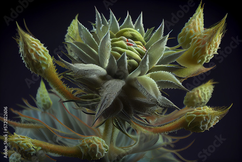 Cannabis bud . Marijuana flower, close up view. Medical Hemp. Generative AI