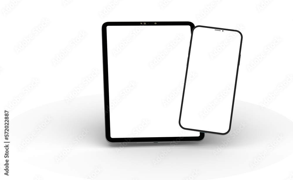 Black tablet computer with blank screen, isolated on white background Black tablet computer with blank screen, isolated on white background