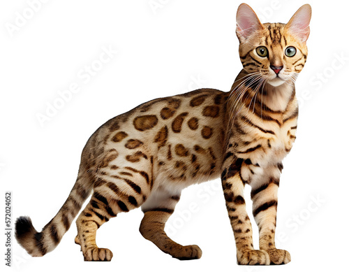 bengal cat isolated on white background. 
Cute cat PNG transparent background photo
