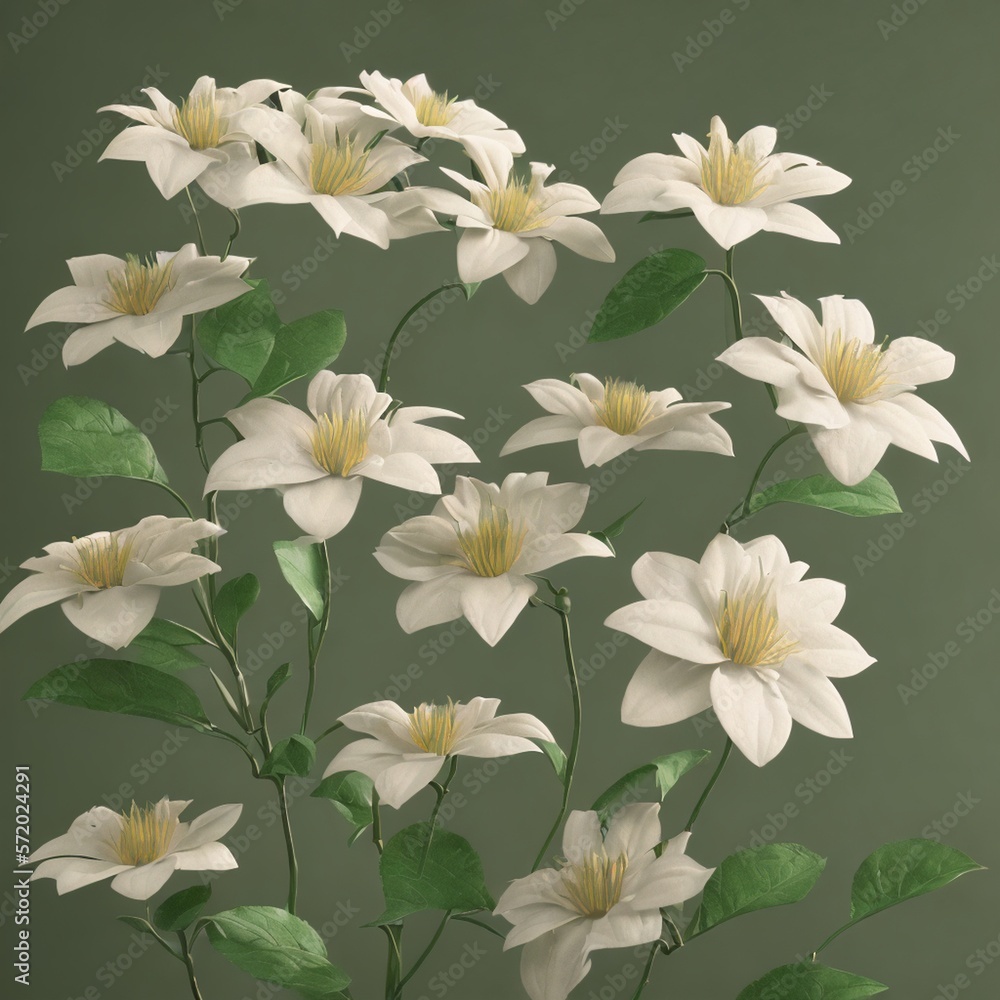 Simple white flowers on a blurred background, ai Generated, generative AI, CGI graphics Simple white flowers on a blurred background, ai Generated, generative AI, CGI graphics