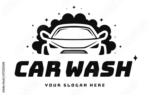 Car wash logo black color flat style isolated on white background for banner design, service company vector 10 eps