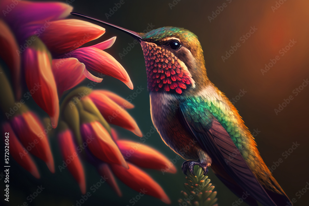 Fototapeta premium Hummingbird feeding on a flower