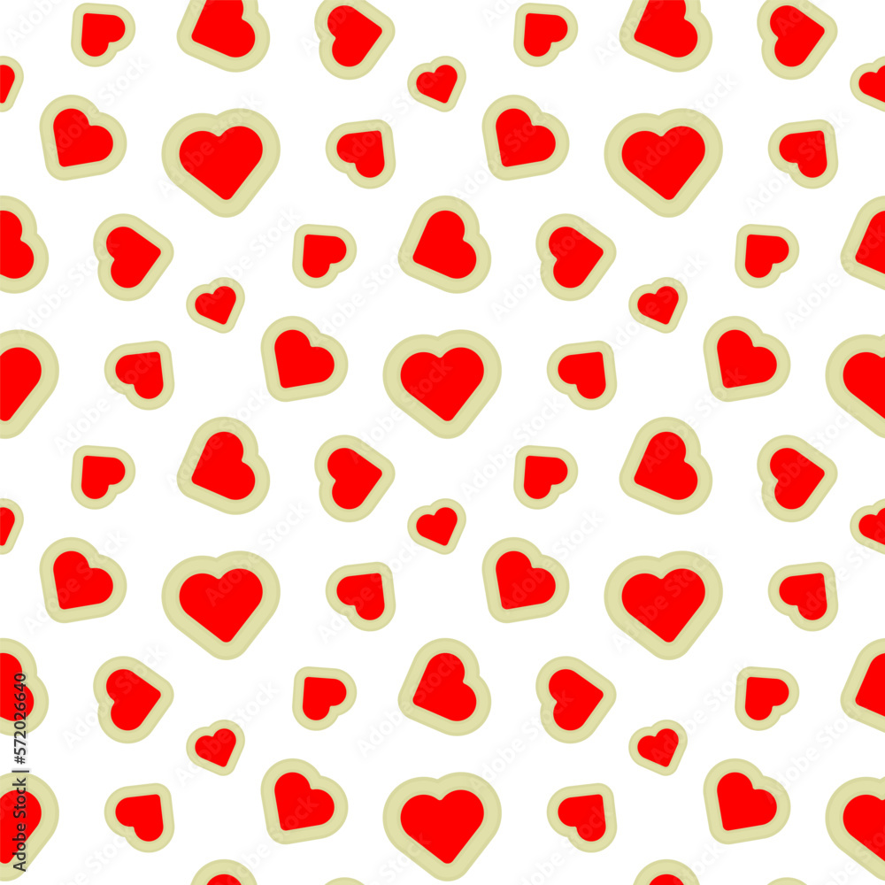 Small red hearts isolated on white background. Cute seamless pattern. Vector simple flat graphic illustration. Texture.
