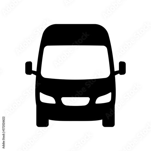 Van icon. Minibus. Black silhouette. Front view. Vector simple flat graphic illustration. Isolated object on a white background. Isolate.