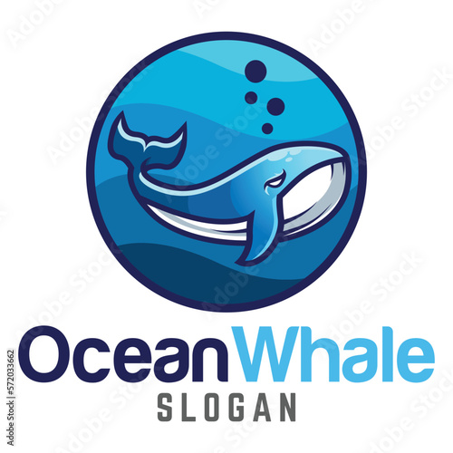 Modern simple minimalist Whale mascot logo design vector with modern illustration concept style for badge, emblem and tshirt printing. modern whale circle logo illustration.