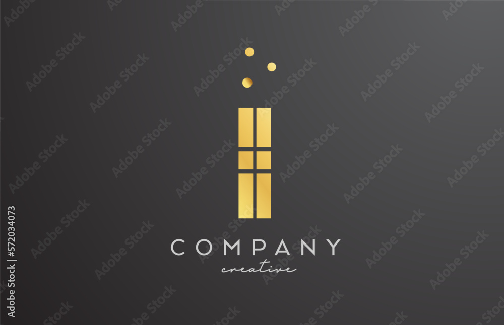 gold golden I alphabet letter logo with dots. Corporate creative template design for company and business gold golden I alphabet letter logo with dots. Corporate creative template design for company and business