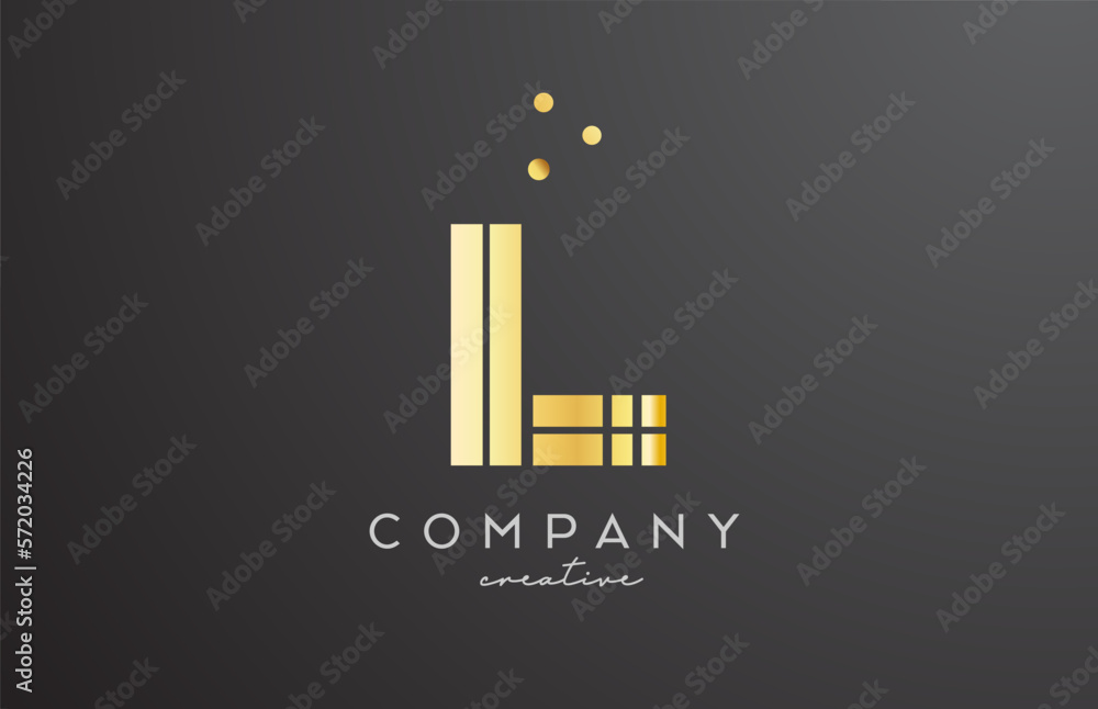 Fototapeta premium gold golden L alphabet letter logo with dots. Corporate creative template design for company and business