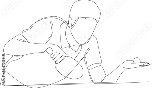 Sports, sports minimalist concept by vector graphic design. A man playing tennis table in a competition. Black and white design, simple line, sports routine, healthy.