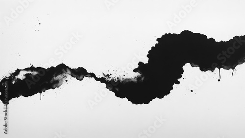 Grunge brush strokes ink  paint, black ink blot, abstract black water color on white background 