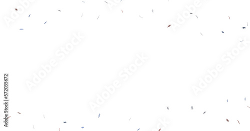 A blue glitter confetti border with red and blue stars on white