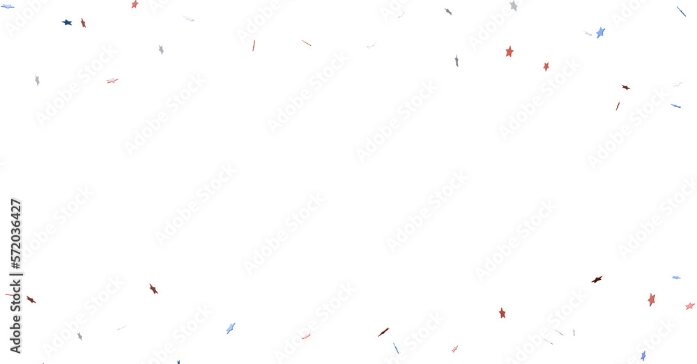 Fototapeta premium A blue glitter confetti border with red and blue stars on white