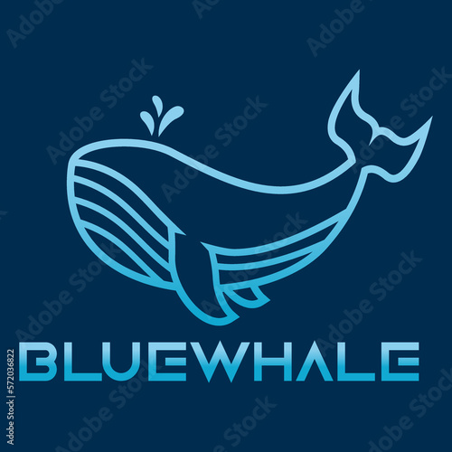 Modern simple minimalist Whale mascot logo design vector with modern illustration concept style for badge, emblem and tshirt printing. modern outline whale logo cartoon illustration.