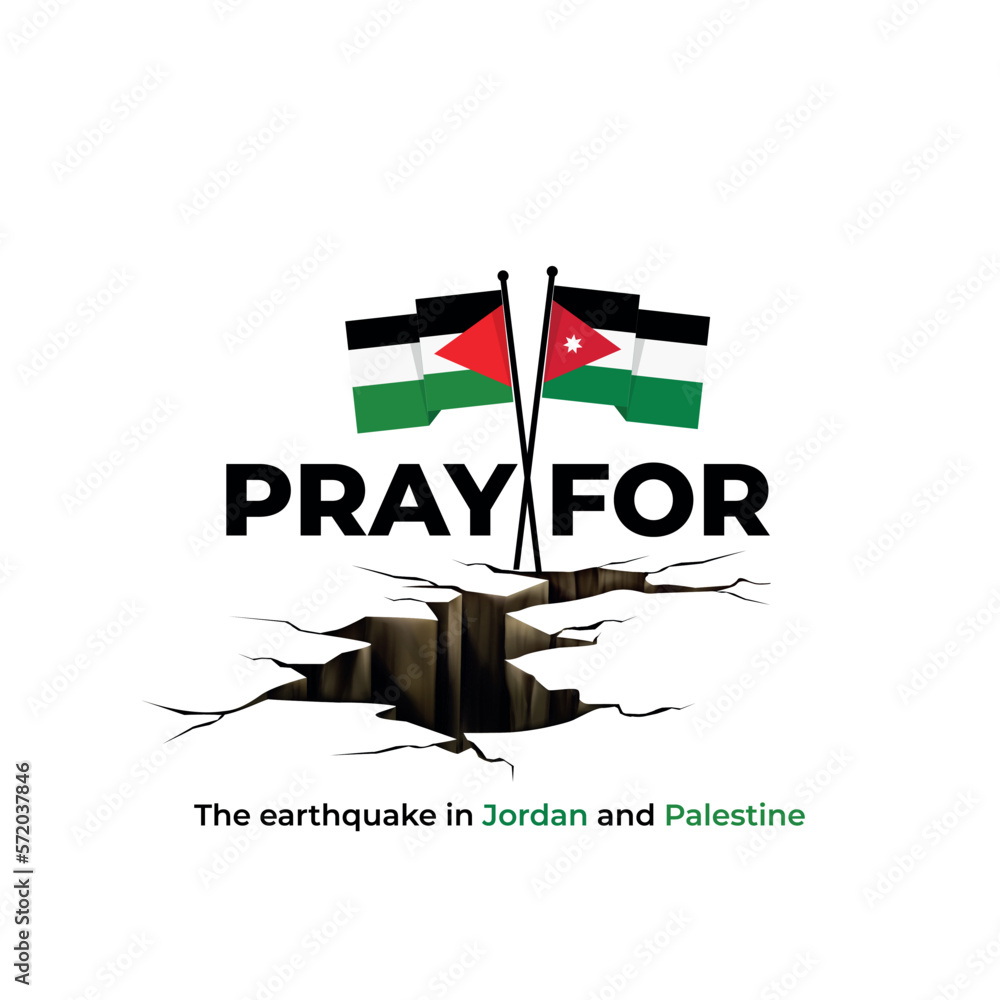 Pray for Palestine and Jordan poster design. earthquake hit two