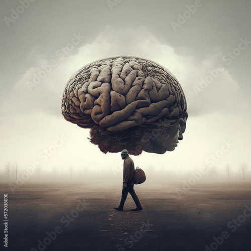 person and rock brain