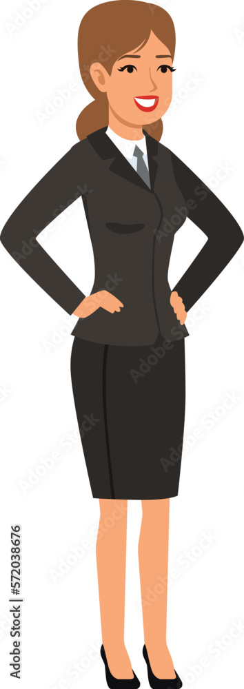 Confident young businesswoman. Happy smiling female character Confident young businesswoman. Happy smiling female character