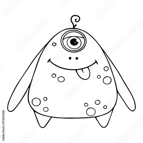 Linear sketches, coloring pages of little cute monsters, mutants. Vector graphics.