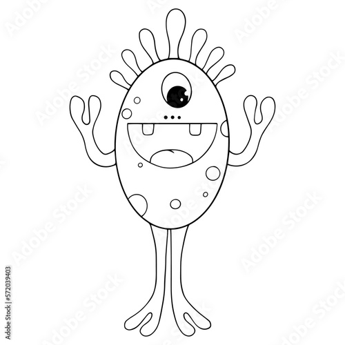 Linear sketches, coloring pages of little cute monsters, mutants. Vector graphics.