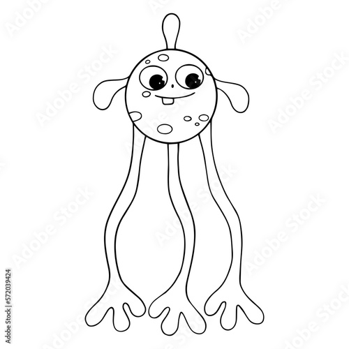 Linear sketches, coloring pages of little cute monsters, mutants. Vector graphics.