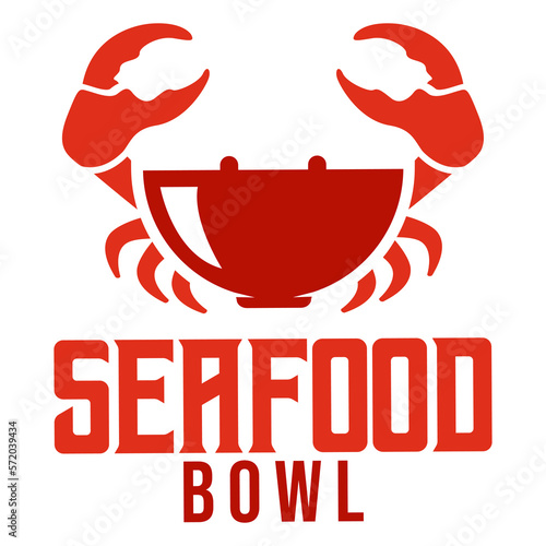 Creative Crab bowl seafood silhouette logo design. modern simple minimalist retro vintage cartoon mascot character logo vector icon illustration template for restaurant, cafe, label, shop, company