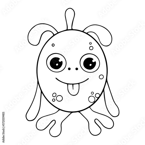 Linear sketches, coloring pages of little cute monsters, mutants. Vector graphics.