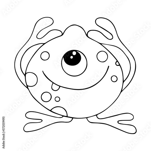 Linear sketches, coloring pages of little cute monsters, mutants. Vector graphics.
