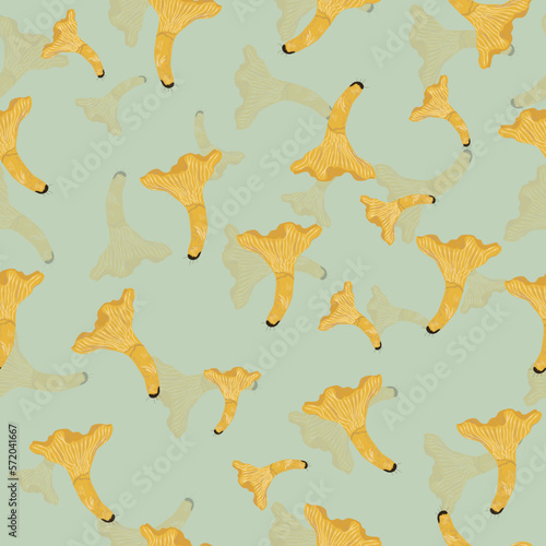 seamless pattern with cute mushrooms (chanterelles). vector graphic for book, fabric or background