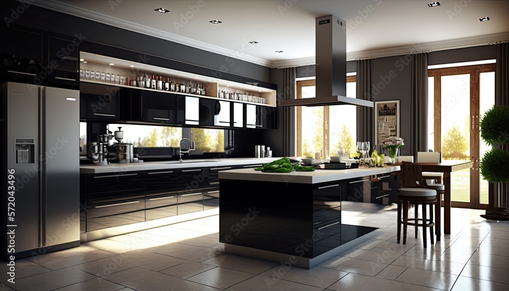 Beautiful modern kitchen with all luxuries you could want. generative ai