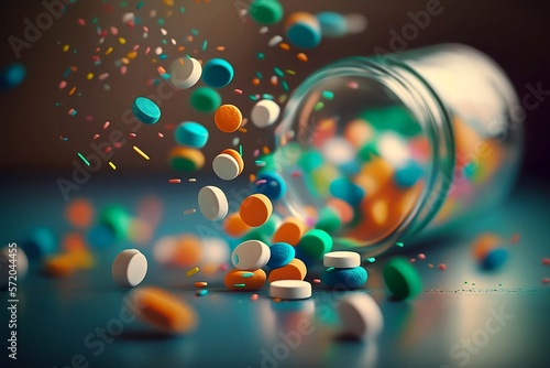 pills, medicine, generative AI, pill, medication, birth control, prescription, dosage photo