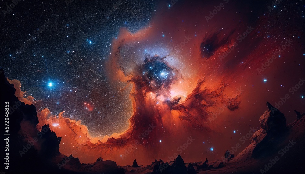 Beautiful Space Art with Stars and Colorful Lights, with Licensed Generative AI Technology Assistance
