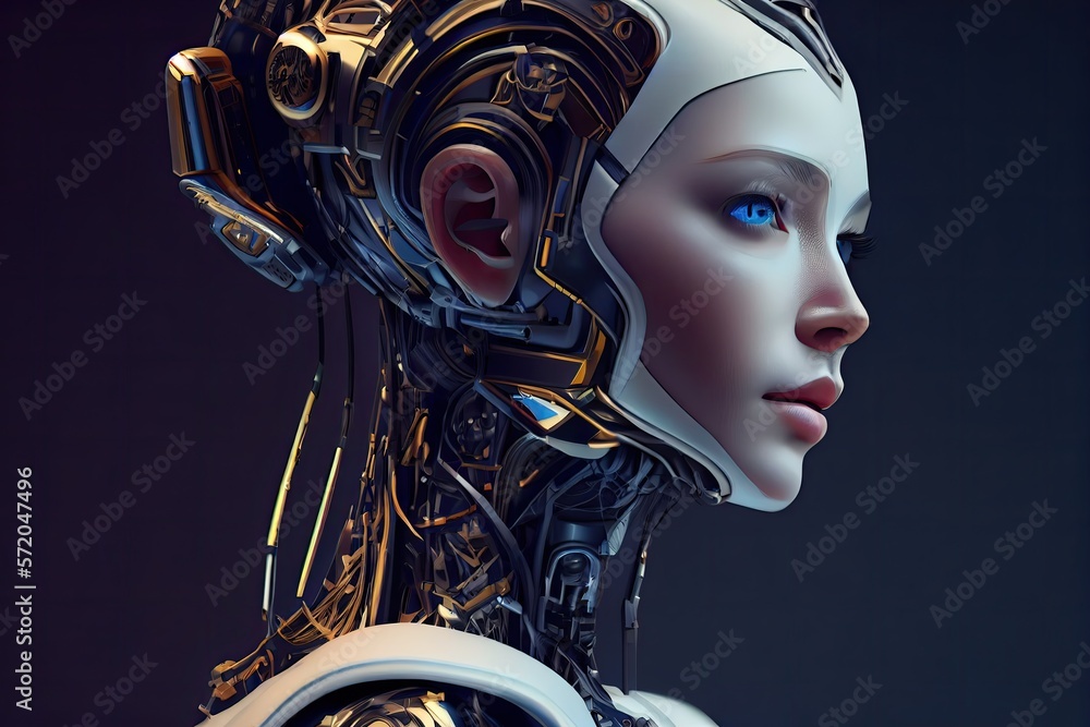 Beautiful ceramic silhouette female robot. Generative AI. Beautiful ceramic silhouette female robot. Generative AI.