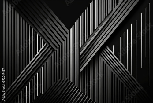 Black tech minimal stripes and lines abstract background. Generative AI