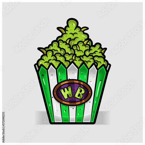 Weed Bud On Paper Box. Perfect for Logo and Product Label.