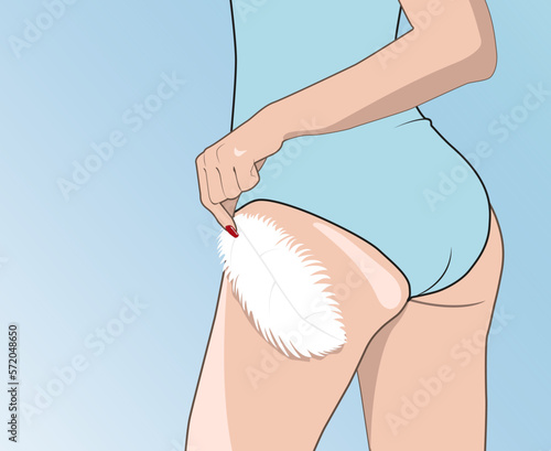 A slender woman is holding a white feather. The concept of proper nutrition and healthy lifestyle. illustration