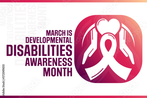 March is Developmental Disabilities Awareness Month. Vector illustration. Holiday poster.