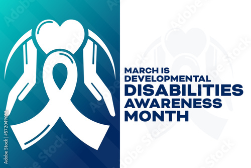 March is Developmental Disabilities Awareness Month. Vector illustration. Holiday poster.