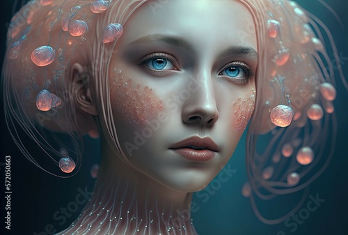 Jellyfish Goddess. Generative AI, non-existent person. 
