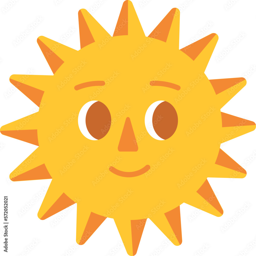 Cute summer sun. Yellow hot weather icon