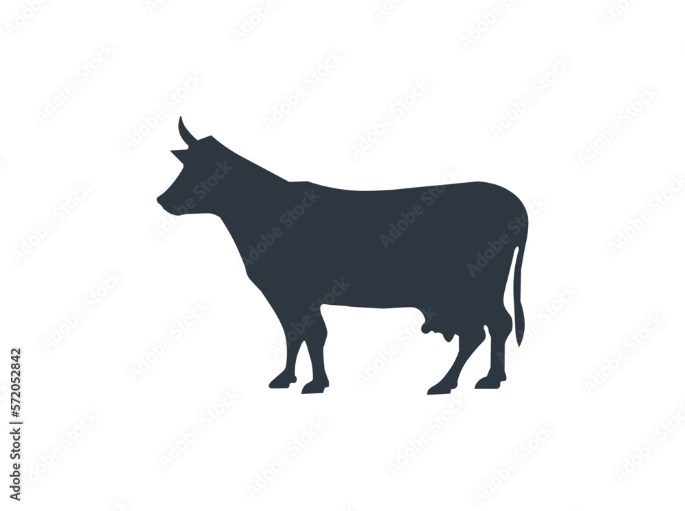 Isolated monochromatic cow animal symbol. 
