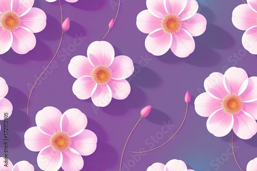 Seamless flowers pattern painting with trendy colors. Print Design  generative ai  perfect for interior  furniture and fashion.