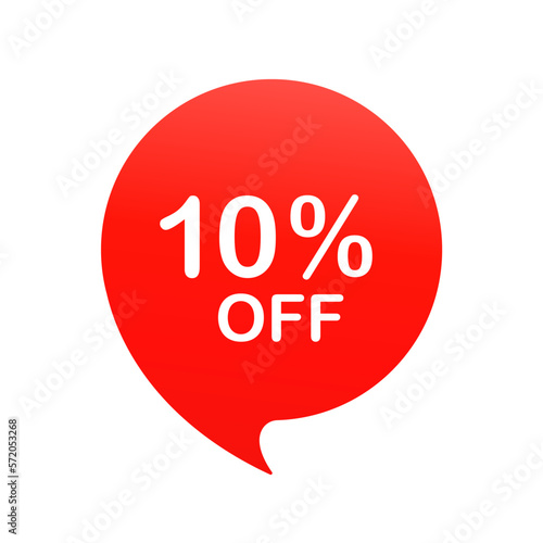 Sale tag things bubble red shape with discounts. 10 percent price clearance sticker icon banner label. The price tag of the offer. Vector illustration
