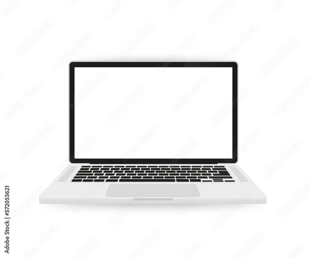 Realistic laptop mockup with blank screen isolated on white background. Vector illustration Realistic laptop mockup with blank screen isolated on white background. Vector illustration