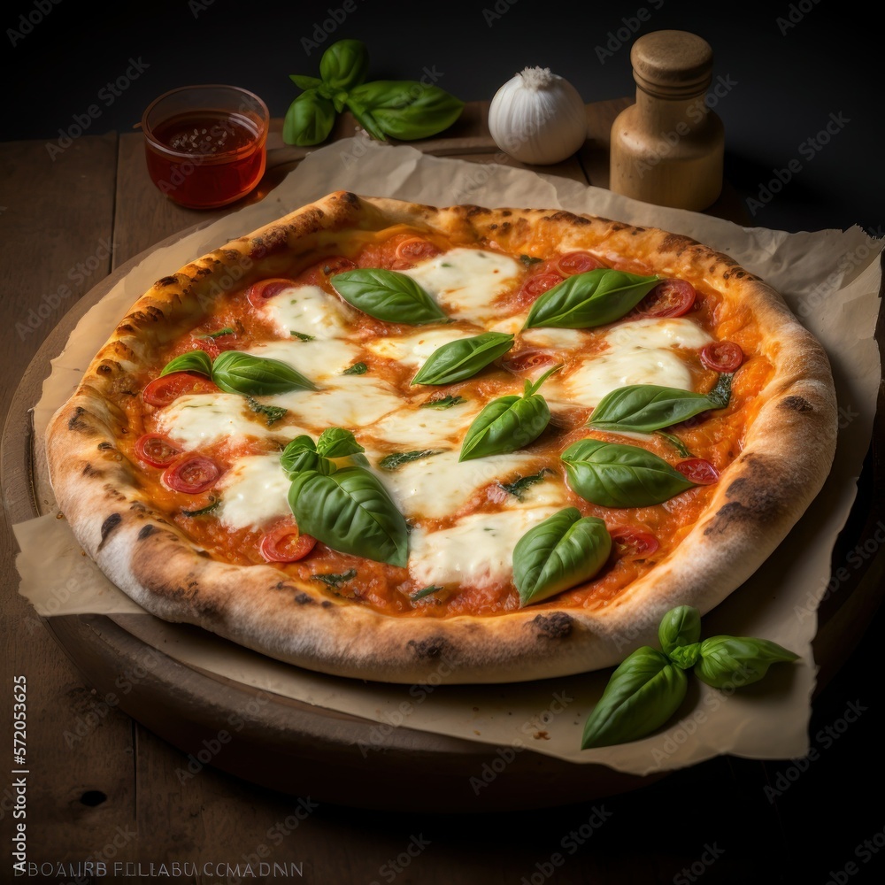Pizza margherita and pizza dough Generate Ai	