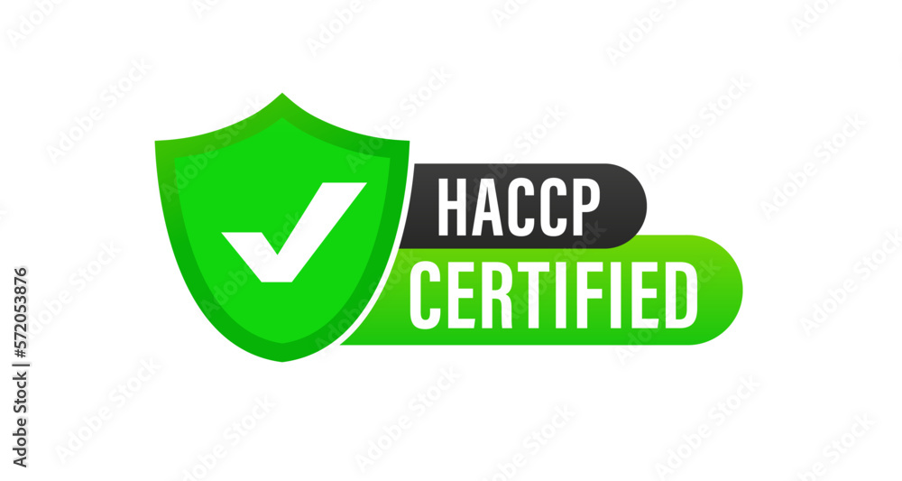 HACCP Certified icon on white background. Certification stamp. Flat design vector. Badge, icon, stamp. Icons with tick mark. Vector illustration HACCP Certified icon on white background. Certification stamp. Flat design vector. Badge, icon, stamp. Icons with tick mark. Vector illustration