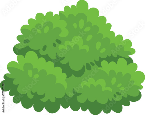 Green bush icon. Cartoon park plant foliage