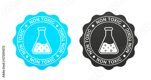 Non toxic symbol label. Scientific technologies. Thin line icon for organic product. Ecological chemistry is certified for safety for the user product. Vector illustration