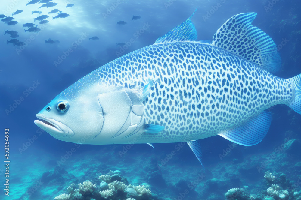 Underwater coral reef landscape with fish, generative ai, in the deep blue ocean with colorful marine life Underwater coral reef landscape with fish, generative ai, in the deep blue ocean with colorful marine life
