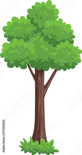 Cartoon tree icon. Green foliage forest plant
