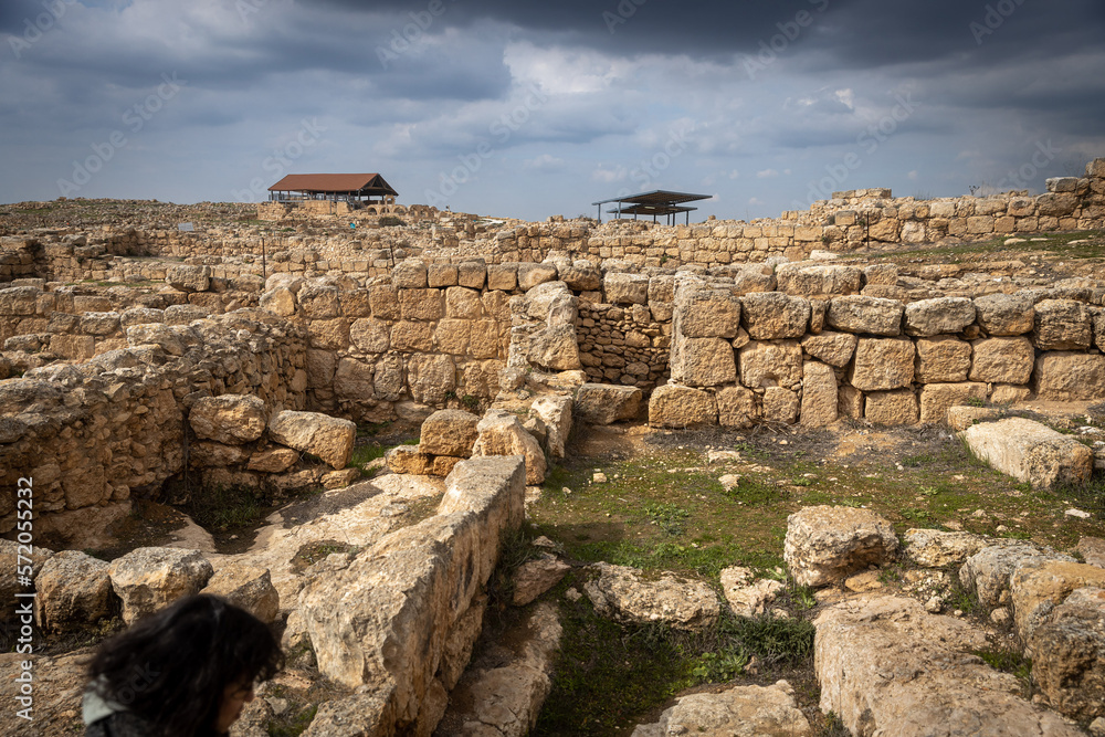 Ruins of the ancient Jewish settlement of Susiya in the Hebron Highlands in Israel