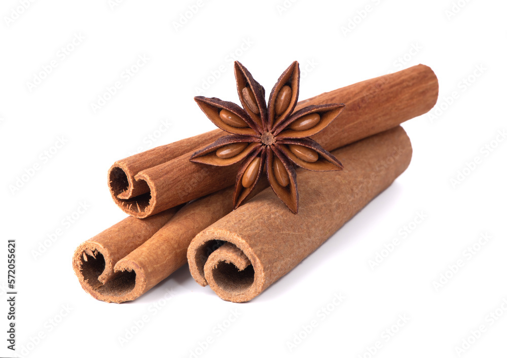 Cinnamon spice isolated. Cinnamon sticks on a white background. Cinnamon powder. Cinnamon spice isolated. Cinnamon sticks on a white background. Cinnamon powder.