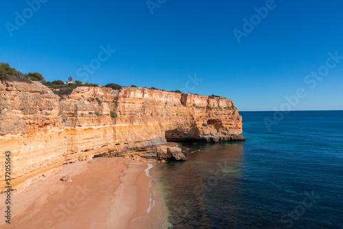 Landscape of the rocky coast in Albufeira - Portugal